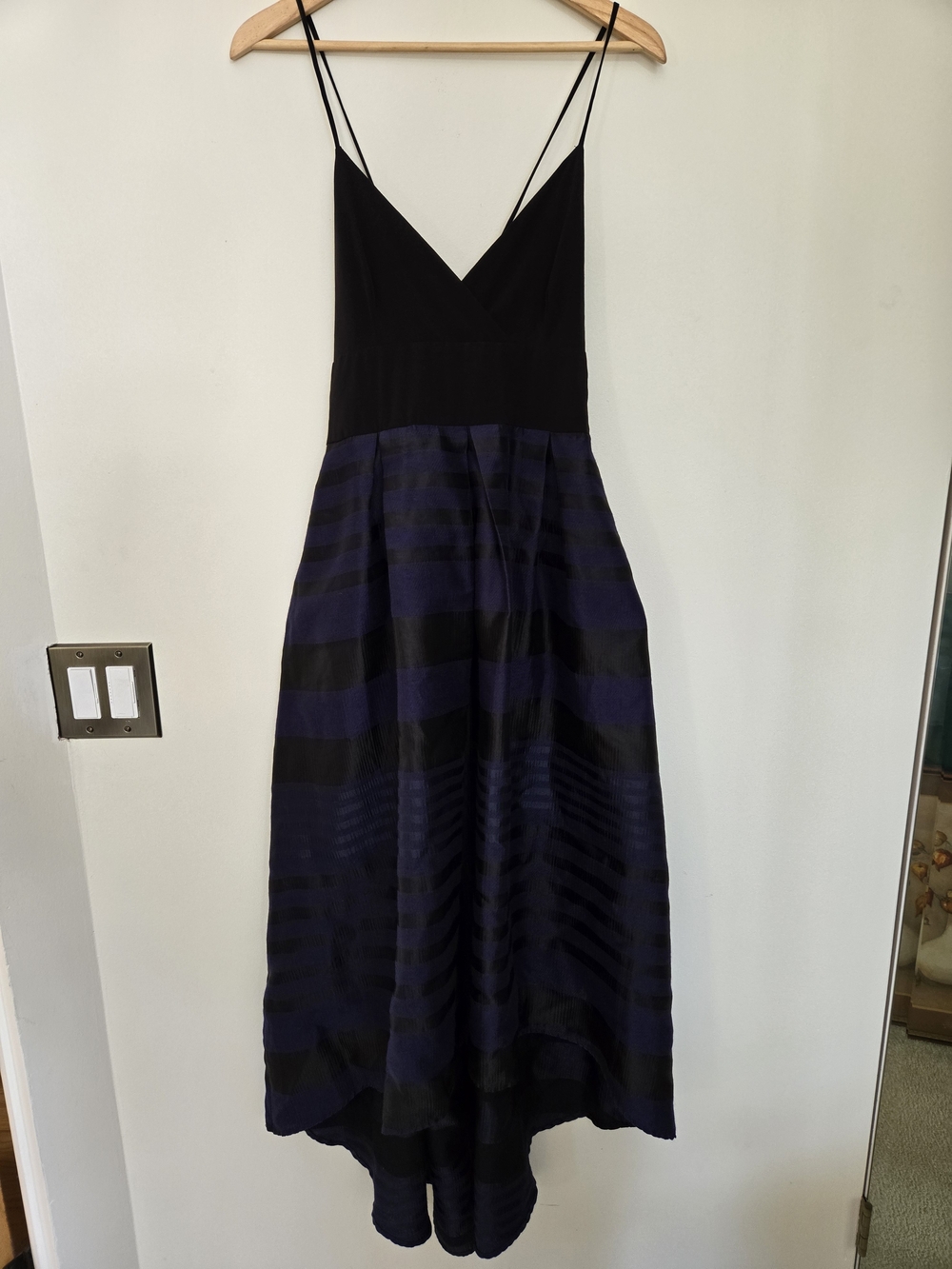 Spaghetti-Strap High-Low Dress in Black and Navy